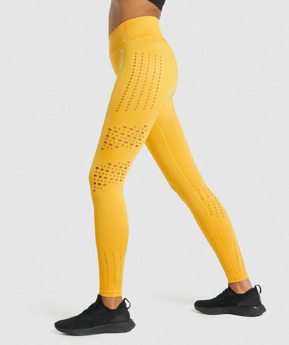 Gymshark Glow Seamless Tights Ženske Tajice Žute | HR 4002SGL